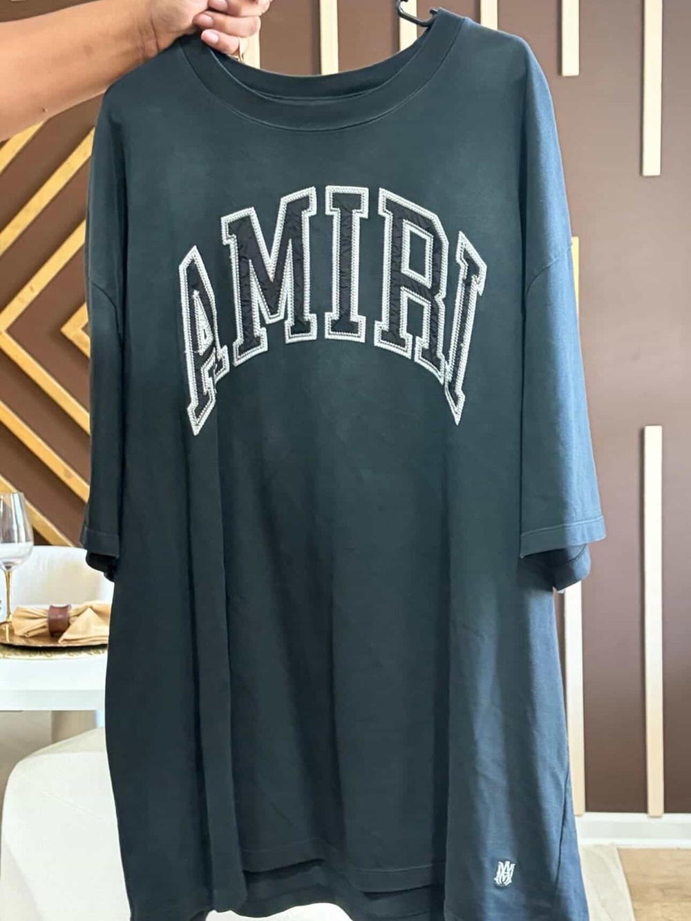 AMIRI Dark Charcoal Oversized Logo Tee